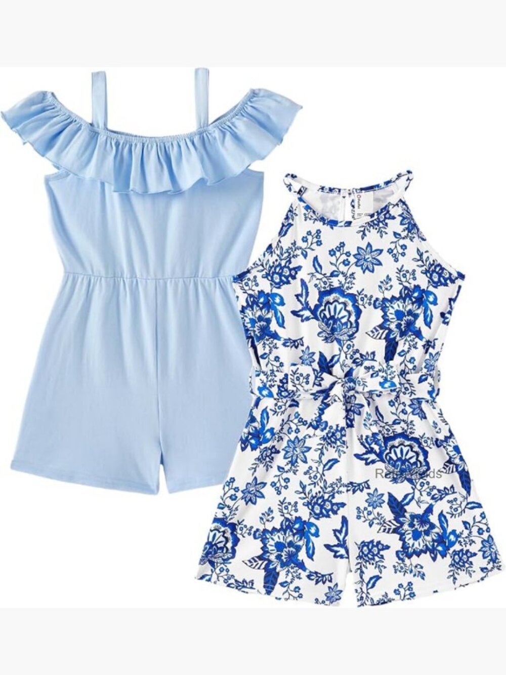 Girls 2 Pack Rompers Spaghetti Strap Floral Short Jumpsuits Summer Outfits